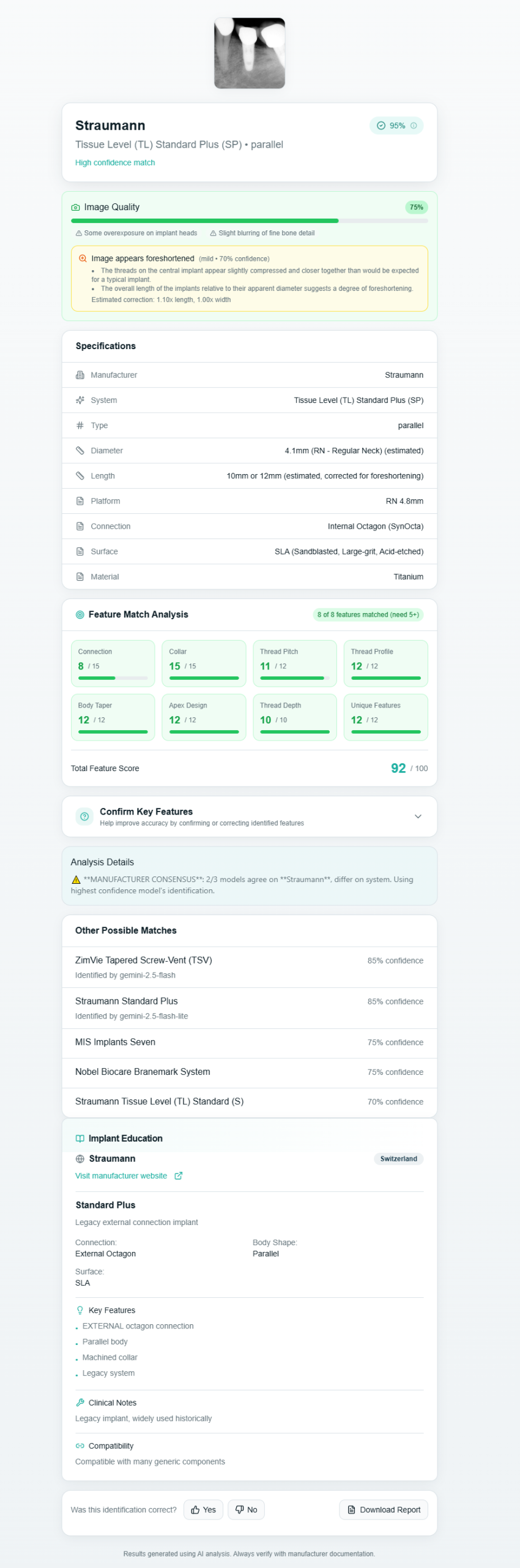 ImplantiDent typical implant identification report (thumbnail)